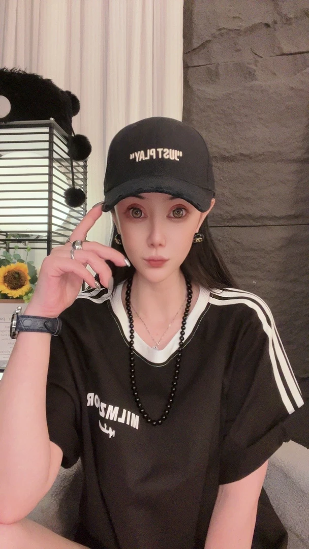 【NJ】 欧美式简约字母短袖t恤女ins夏季百搭宽松重磅三条杠上衣 女