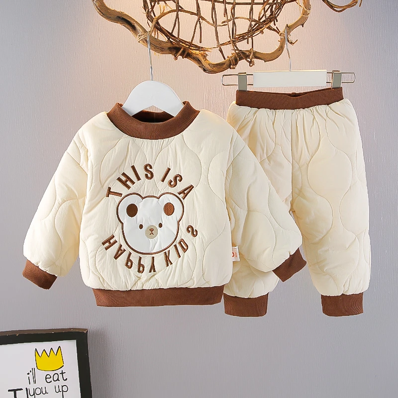 女童棉服套装2025新款女宝宝加厚两件套秋冬季儿童外穿夹棉外出服