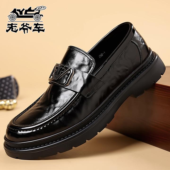 老爷车时尚休闲舒适皮鞋男士百搭复古潮流秋季英伦风商务透气鞋