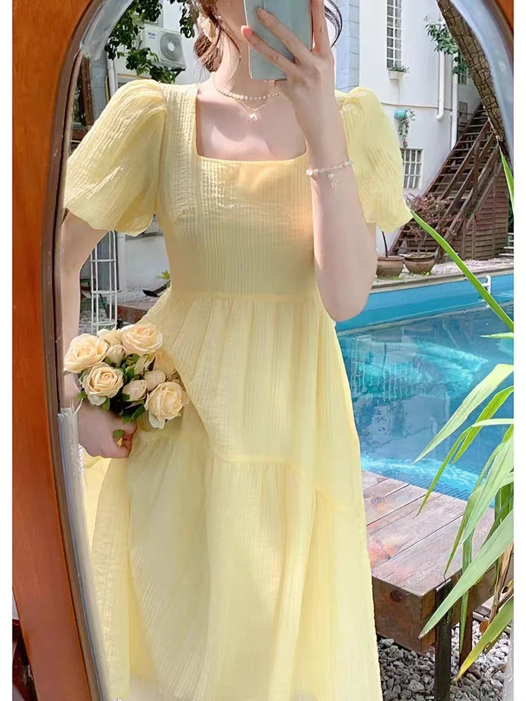 千语栀【莫奈】法式复古温婉大方连衣裙显瘦气质新款温柔甜美连衣裙