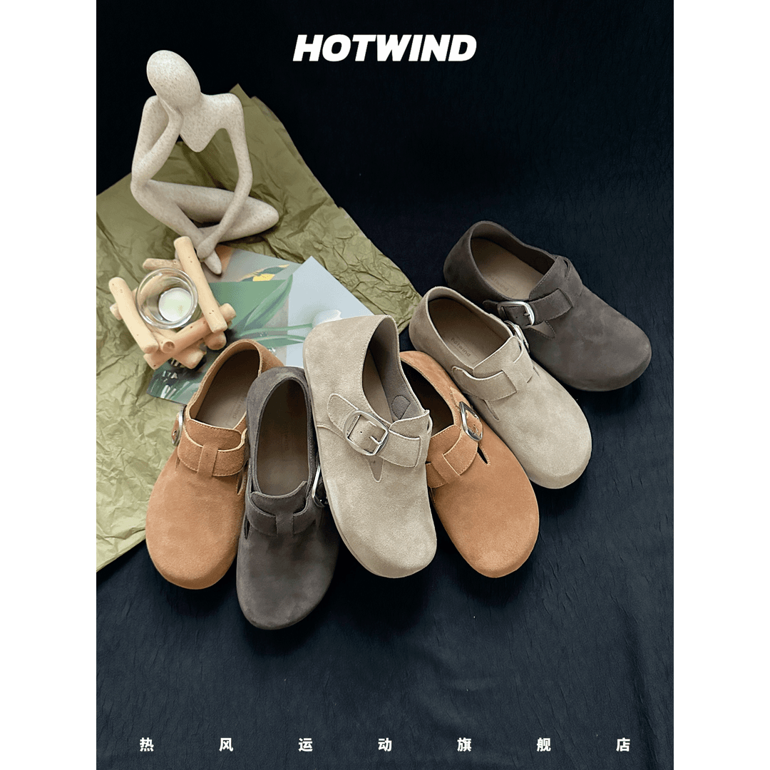 Hotwind/热风2024新款勃肯鞋软底透气平底鞋休闲百搭舒适复古风