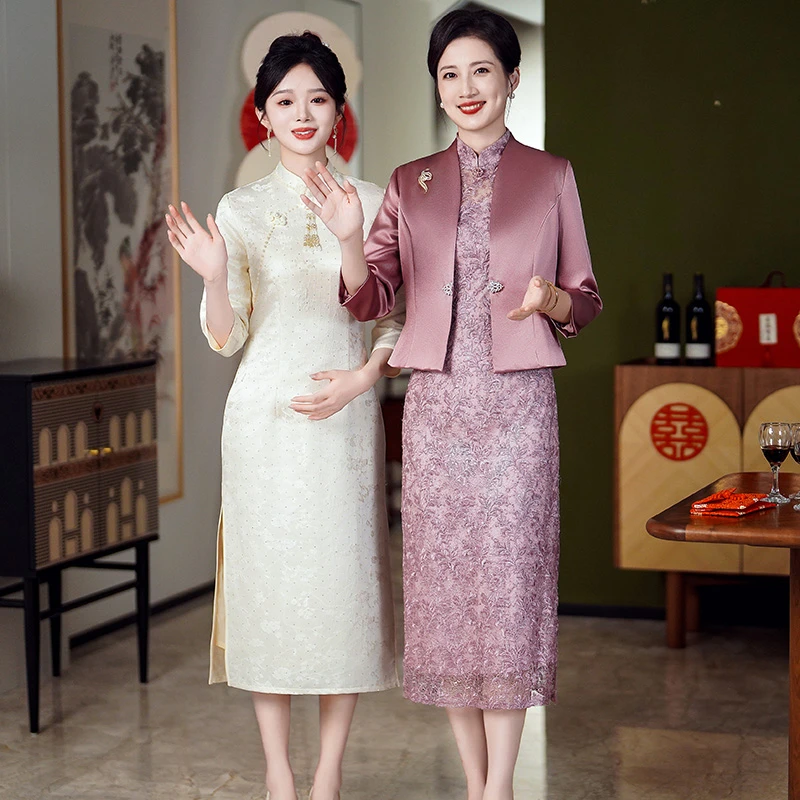 5655喜婆婆婚礼装新款春款高贵洋气高端轻奢高级感妈妈礼服十月份