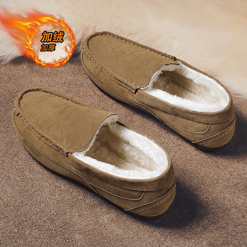 时尚豆豆鞋男舒适百搭通勤鞋子男款潮鞋加绒加厚保暖棉鞋冬季男鞋