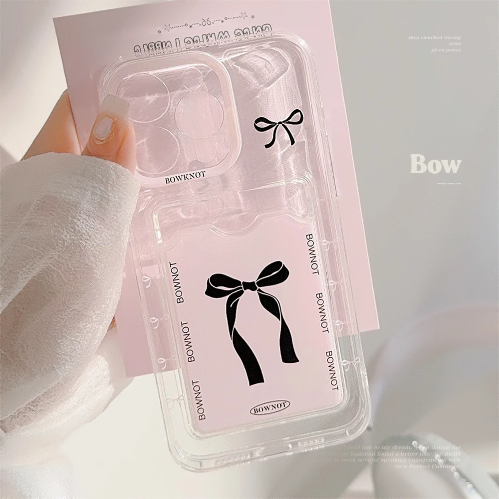 官官同学粉色蝴蝶结甜美适用苹果15promax手机壳14全包13卡包12女