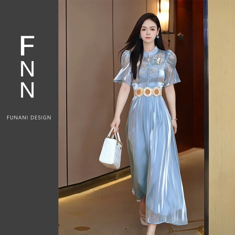 芙娜妮轻奢小众高级感女装连衣裙时尚气质中国风提花裙子F2412964