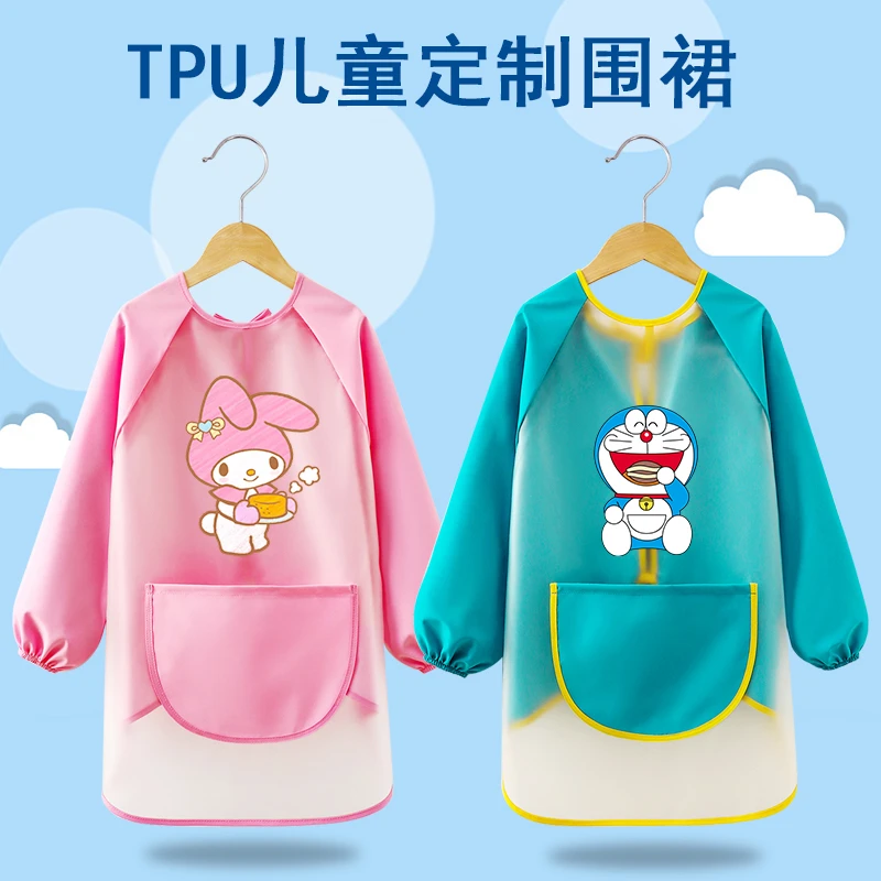免洗长袖儿童画画衣罩衣幼儿园定制防水防脏画室美术围裙反穿衣