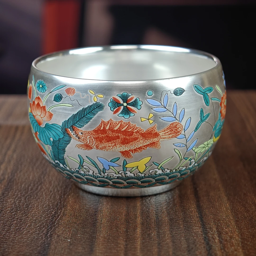 乾鑫堂鱼藻银杯Y80