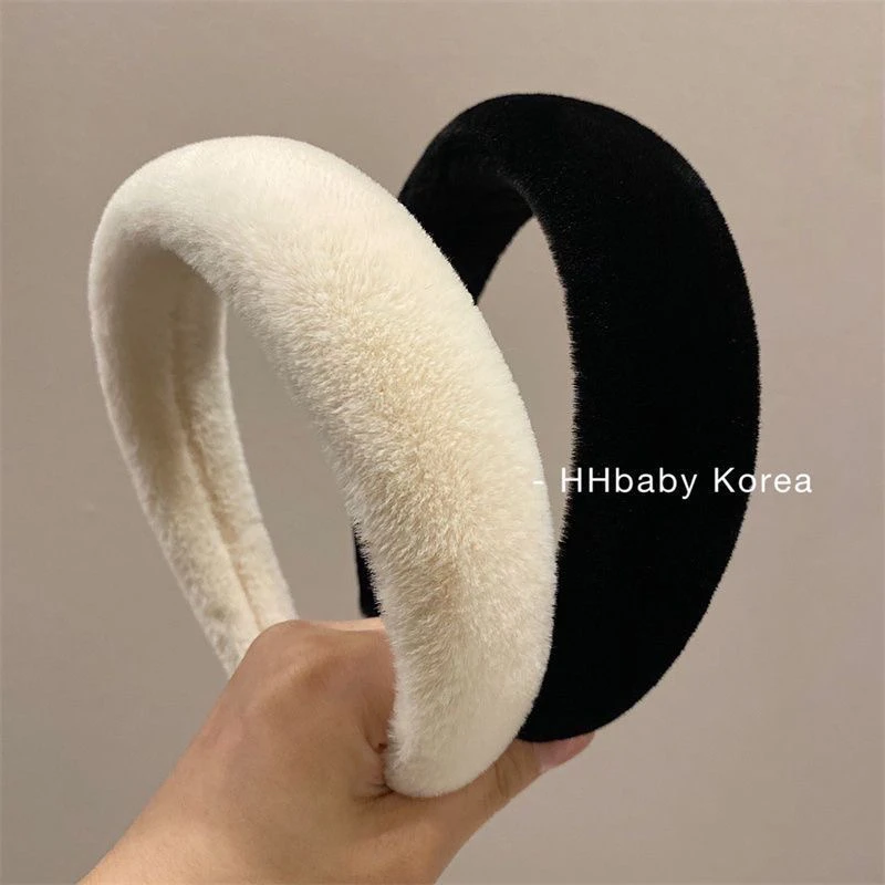 韩国仿兔毛毛海绵发箍增高颅顶网红外出毛绒头箍女小众洋气发饰品