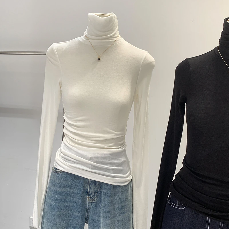 现货JINYI欧货天丝羊毛高领打底衫亲肤软糯女早春2025新款T恤长袖