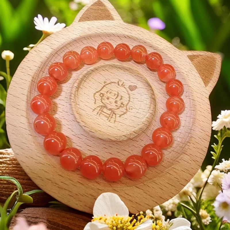 冰飘南红女款素圈素款百搭气质精美珠珠轻奢玉手串时尚单圈国风