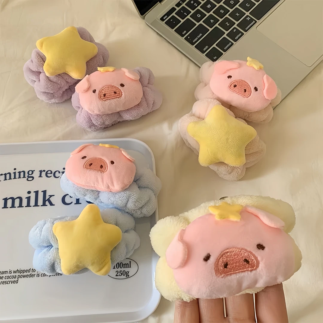 【宠粉福利】可爱卡通猪洗脸腕带女柔软洗漱袖口防湿吸水手环套少女