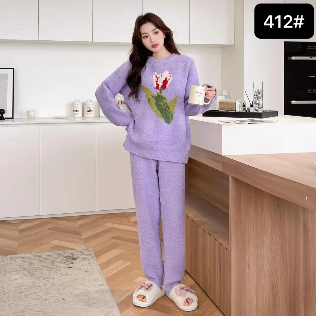 软绵绵紫色郁金香秋冬季套装