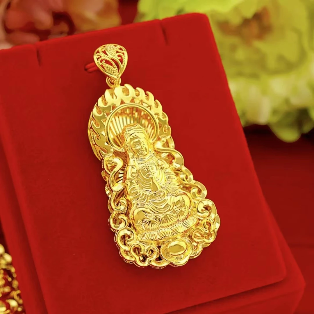 合金吊坠 观音吊坠 【高定款】永保平安 金色时尚精美立体雕刻工艺
