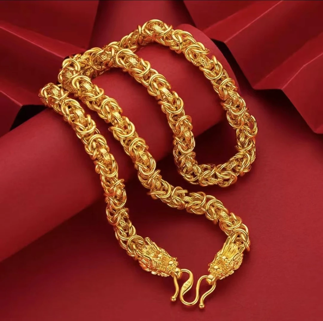 合金项链 龙骨项链 【高定款环扣设计精美金色不掉色不褪色男款好.