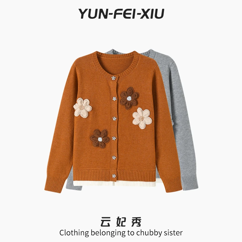 云妃秀大码女装针织衫百搭时尚圆领通勤气质微胖上衣显瘦夏季5146