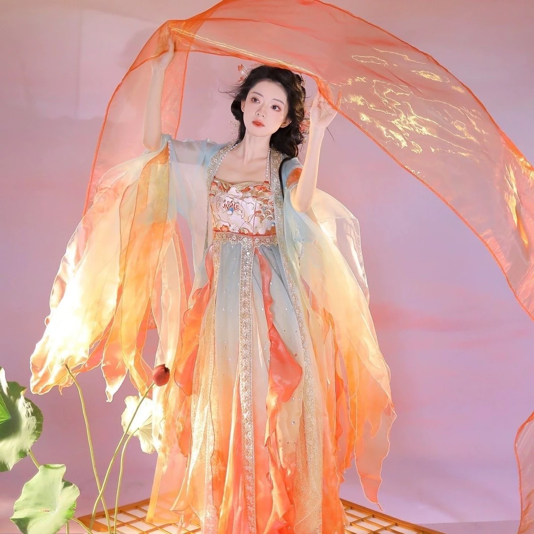 【红绫锦鲤】2024新款唐制齐胸重工刺绣蝴蝶大袖衫仙气夏套装汉服