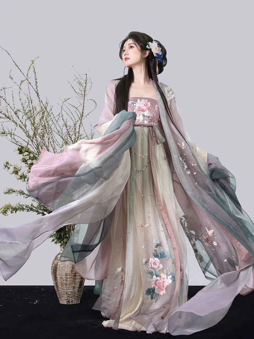 汉服女2024新款【洛城赋】诃子裙古装仙气大袖衫刺绣爆款成人套装