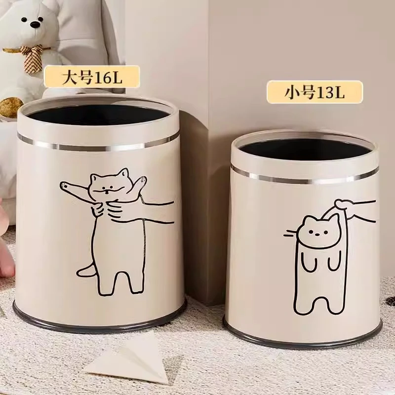 创意可爱猫咪垃圾桶家用客厅卧室高颜值卡通个性双桶