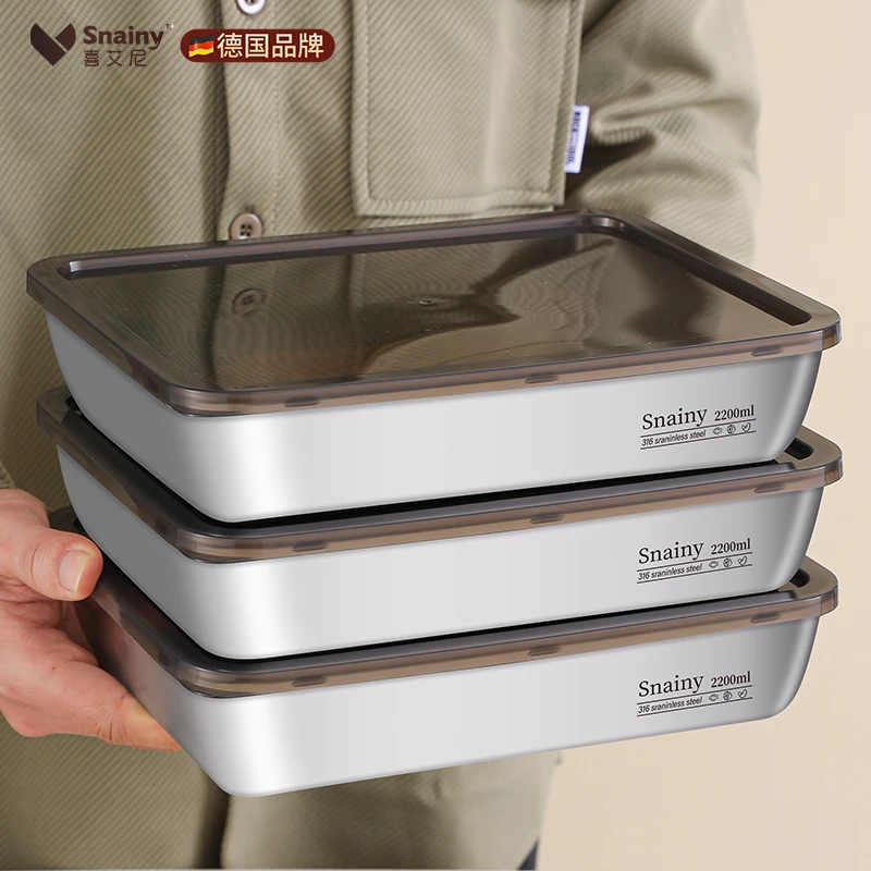 316不锈钢方盘长方形带盖方盒备菜盘凉菜盘平底托盘家用加厚深盘