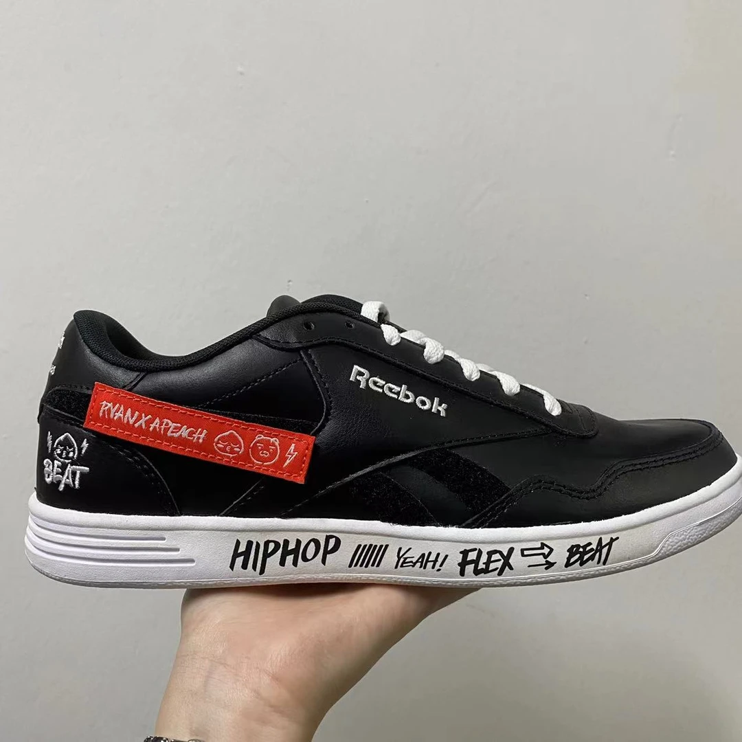 Reebok/锐步黑色低帮魔术贴logo系带休闲时尚复古板鞋  GX3949