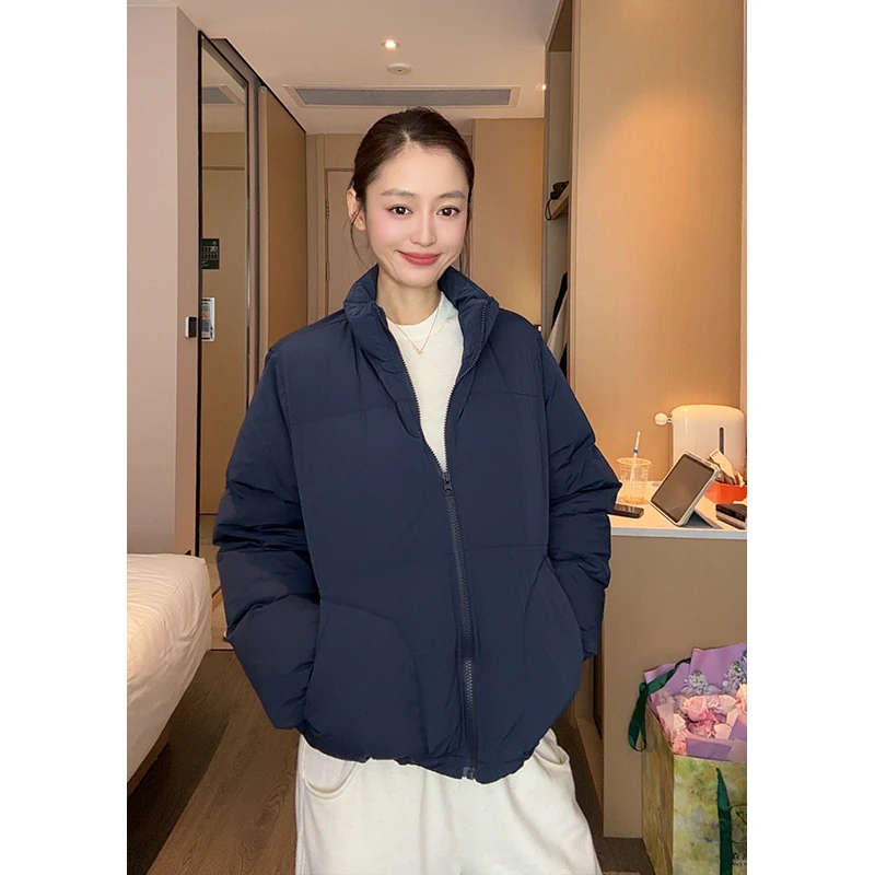 【部分现】藏青90白鸭绒美式保暖羽绒服冬季休闲百搭外套女Q245011