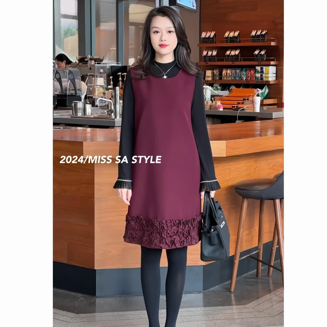 MISS SA秋季新款设计师感气质百搭无袖简约背心裙24109601