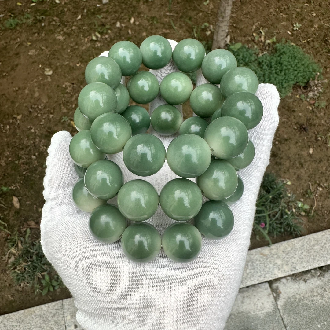 原生态天然阴皮料深绿大青提大绿单圈手串菩提根圆珠大尺寸微瑕