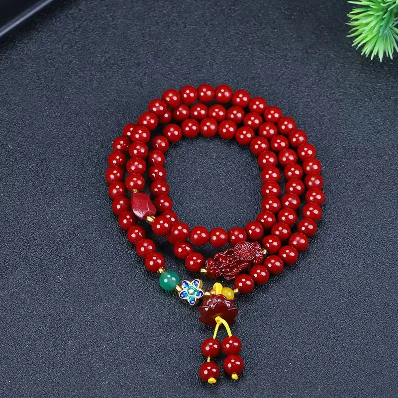 新款貔貅朱手串本命年精致轻奢莲花吊坠手链ins