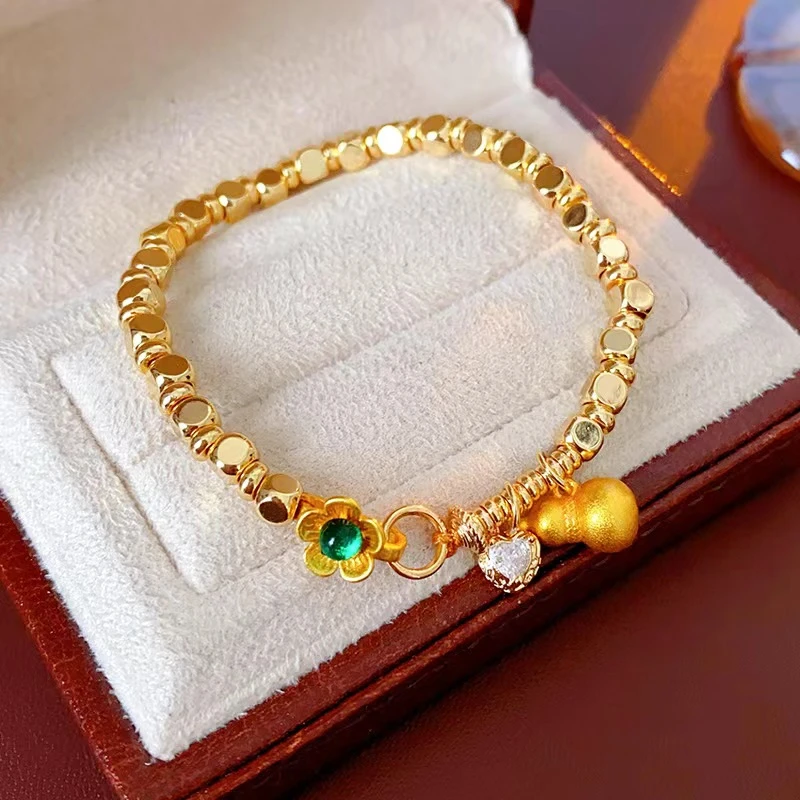 新中式葫芦爱心锆石花朵方糖手链ins+