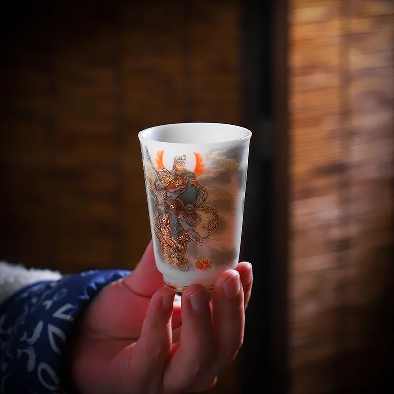 德化冰种玉瓷武圣关羽主人杯茶杯高端郭志保藏品闻香杯品茗杯单杯