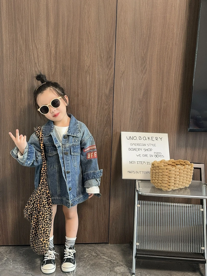 【熙熙TY】韩国童装男童女童牛仔外套儿童秋装复古宽松洋气上衣潮