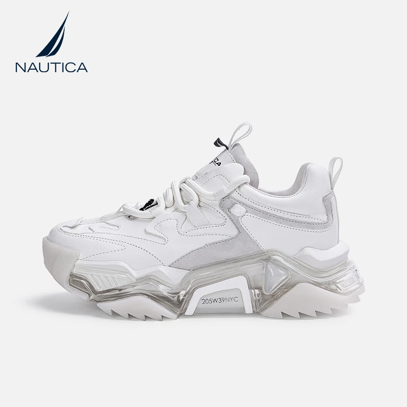 nautica/诺帝卡【奢潮男女系列】真皮纯色潮流时尚休闲鞋老爹鞋厚底