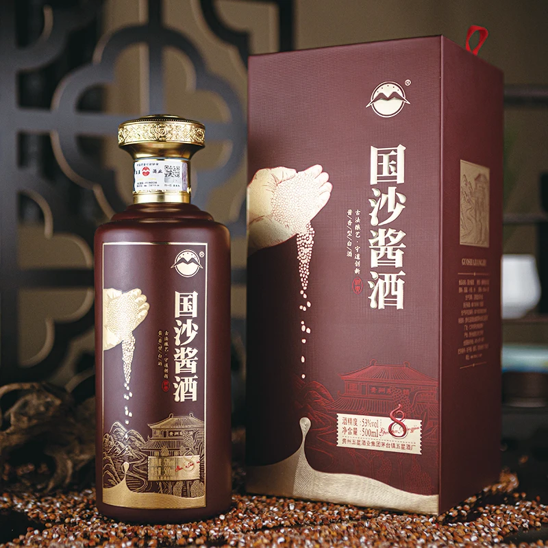 国沙国沙酱酒8贵州酒厂酱香型白酒高粱酒53度500ml礼盒装53%Vol