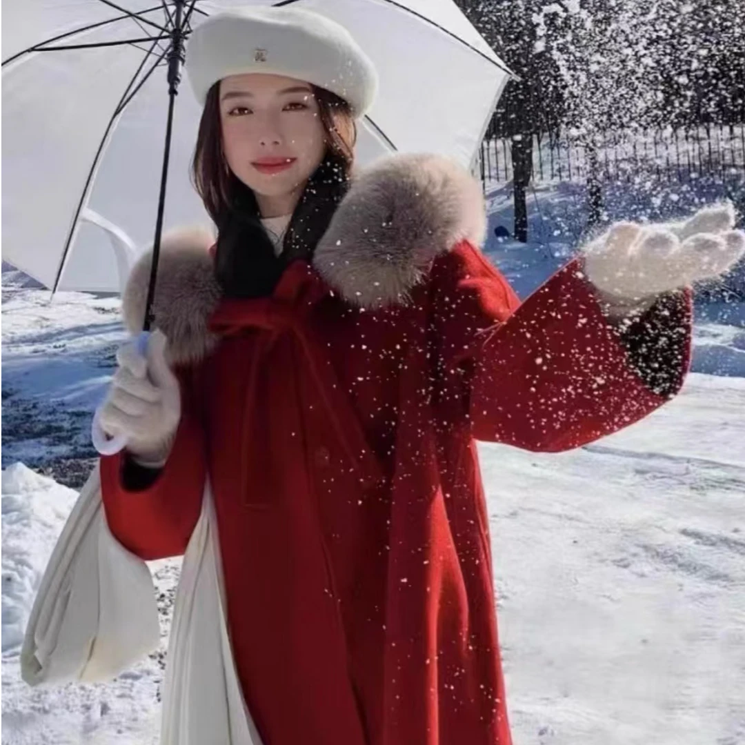 辛语【小魔女升级版】 网红爆款毛领款纯手工羊毛大衣