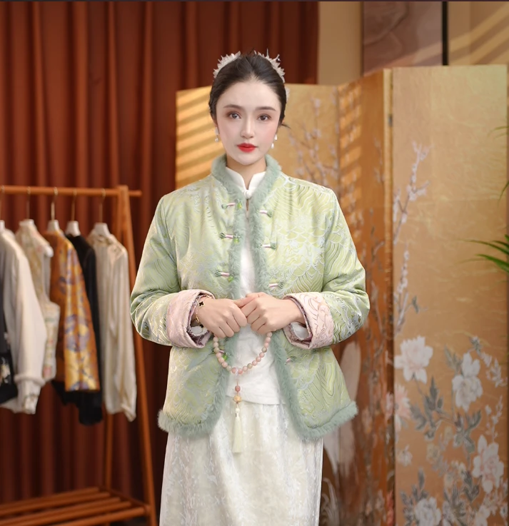 【青云山】新中式提花国风休闲百搭高定双面穿青云山棉服外套