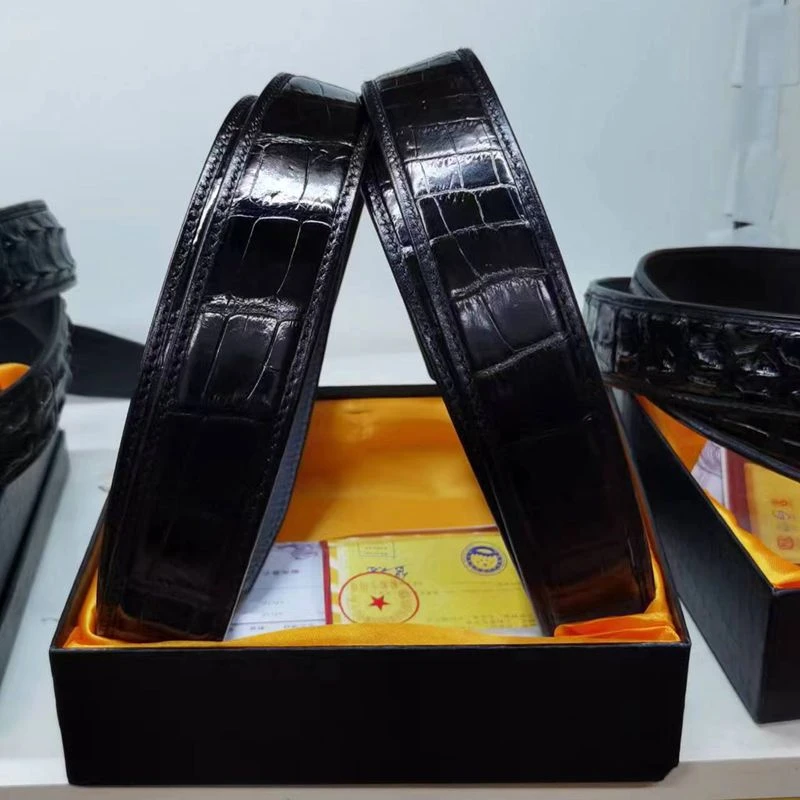 正宗泰国尼罗鳄鱼皮休闲男士裤带真皮针扣无拼接肚皮腰带时尚高档