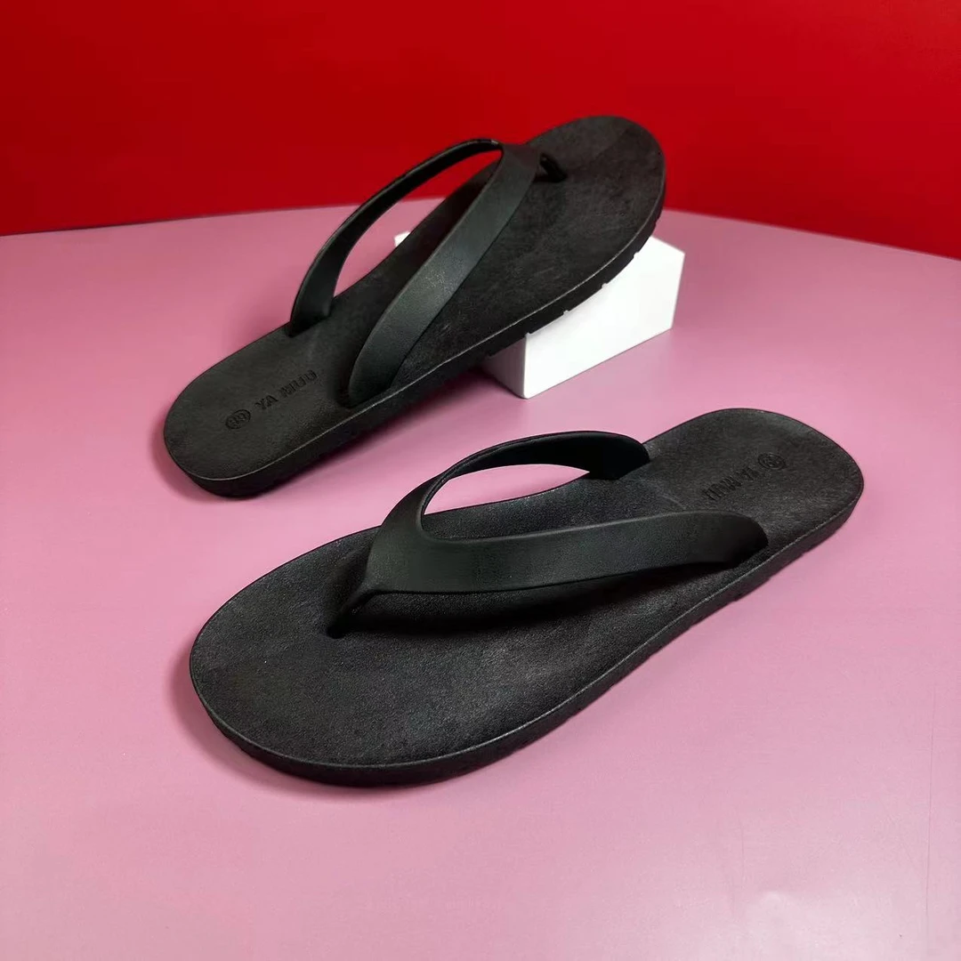 泰国原装进口夏季休闲外穿人字拖复古轮胎底防滑耐磨防水防臭黑色