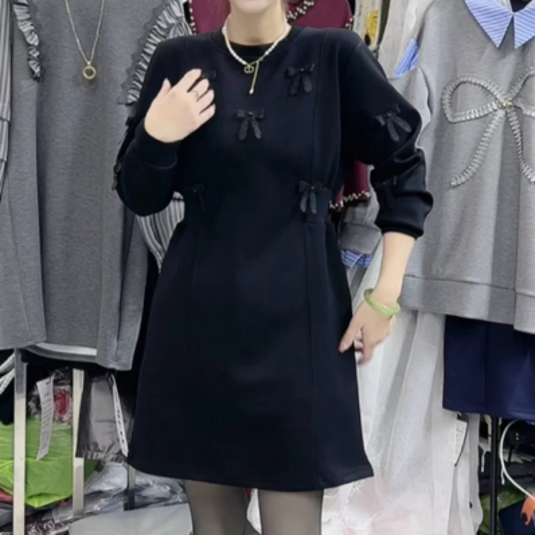 598蝴蝶结收腰显瘦连衣裙