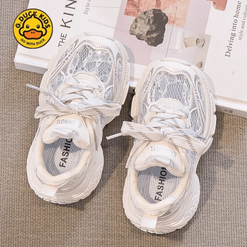 G.DUCK小黄鸭女童夏季运动2024新款儿童老爹鞋时尚网面透气老爹鞋