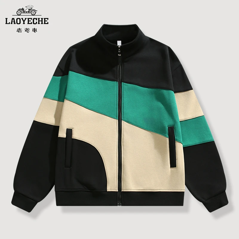 老爷车男士外套2024秋季休闲夹克男款爆款百搭拼料宽松长袖上衣男