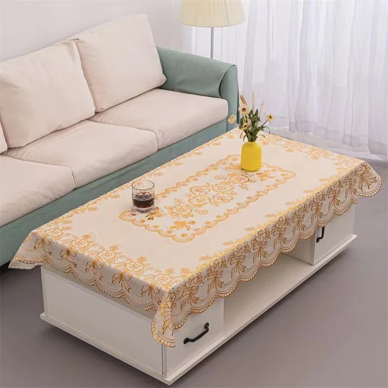 破价200单90*140烫金印花PVC大桌布个护防水防油防烫免洗方形