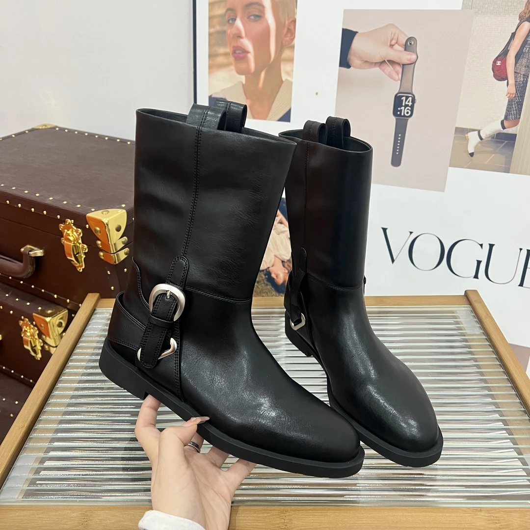 【EVENING BREEZE】时尚百搭女士粗跟厚底秋冬圆头短靴24XZ438LX