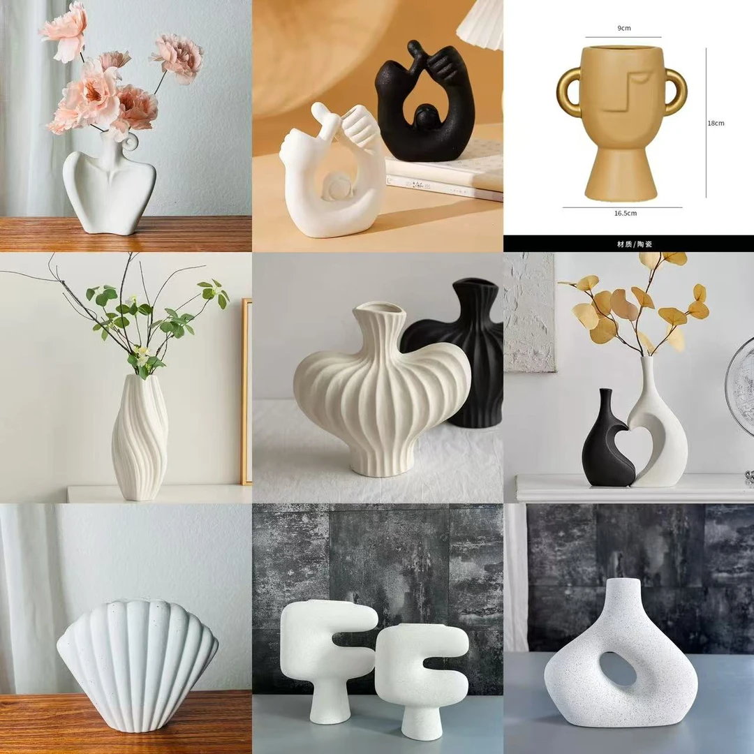 ins风陶瓷花瓶摆件客厅插花民宿服装店酒店高级感艺术家居软装