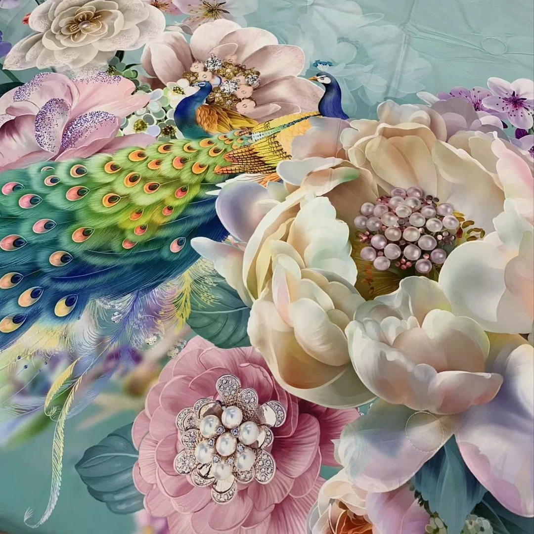 大云家纺 孔雀 数码大版定位AB版夏凉被200x230cm 重量3斤左右