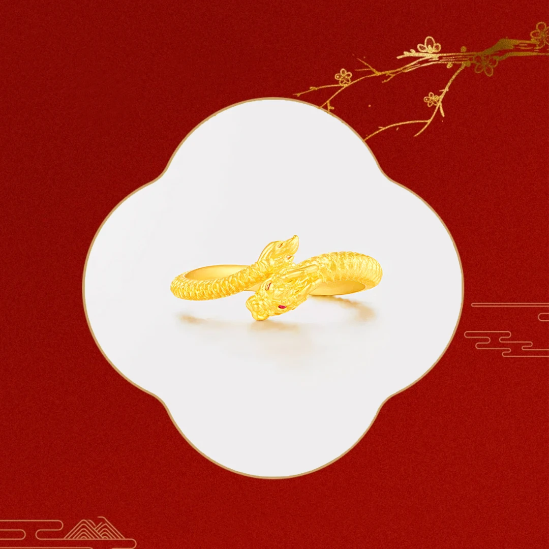 钛钢戒指 国风不掉色龙转乾坤戒指女本命年生肖龙指环开口可调节