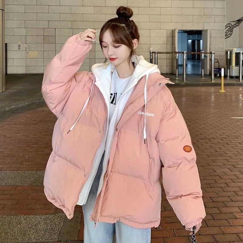 爆款羽绒服少女冬装2023年新款初中高中学生棉袄短款假两件棉衣同
