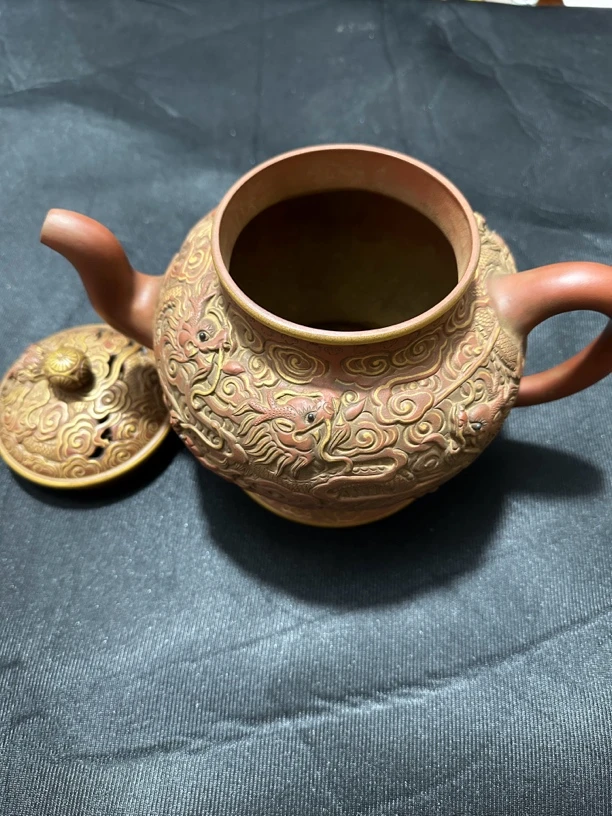 家居摆件紫砂壶鎏金