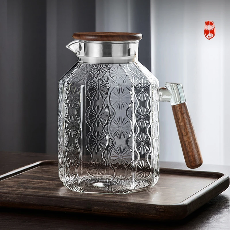 青苹果复古冷水壶玻璃耐高温家用大容量水瓶开水杯扎壶茶壶凉水壶