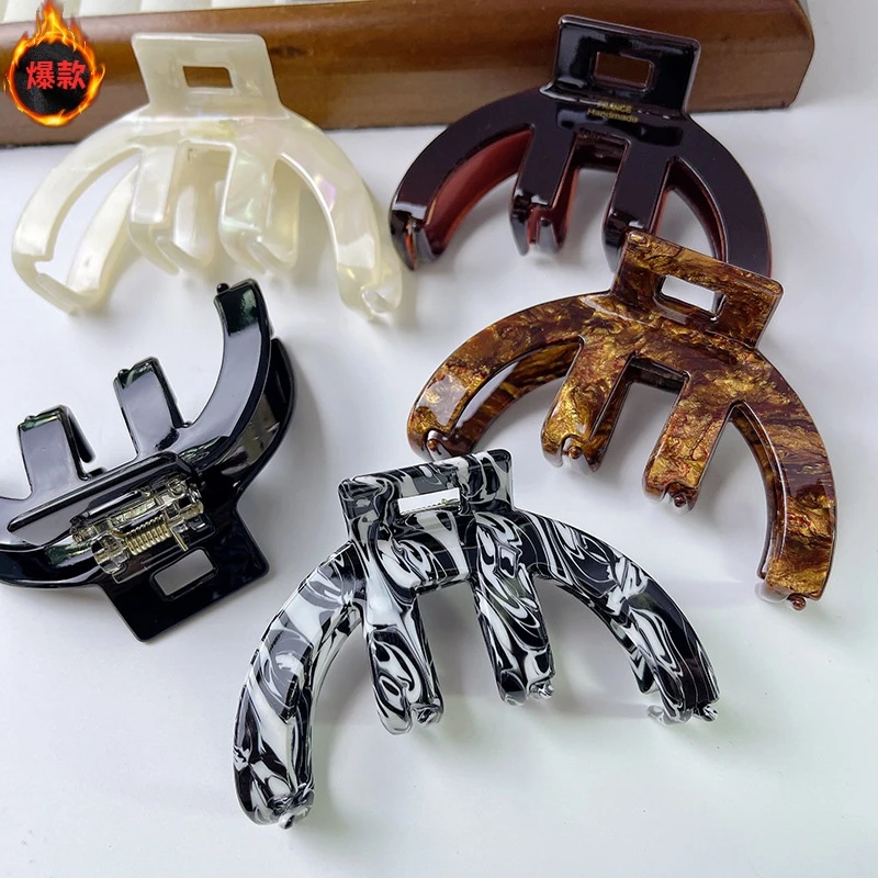 妍媛韩版拱形半圆抓夹简约时尚镂空醋酸发夹网红大号秋日网红爆款