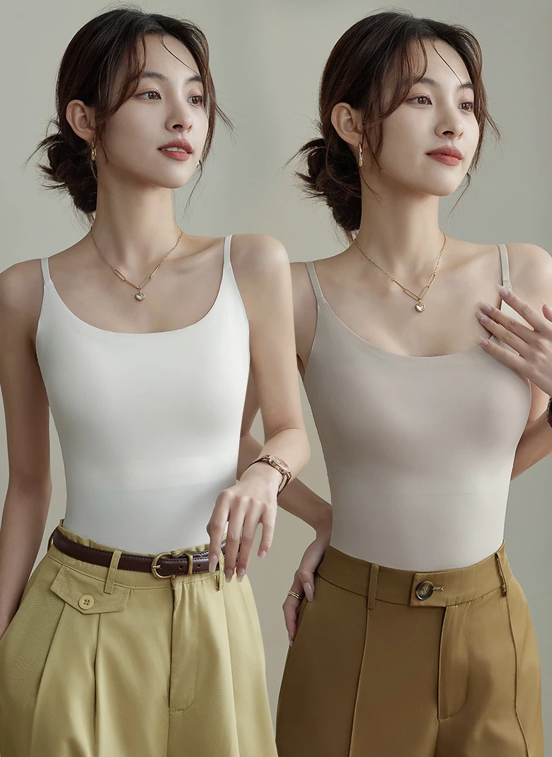 夏季一体式背心女无痕无钢圈百搭打底美背吊带
